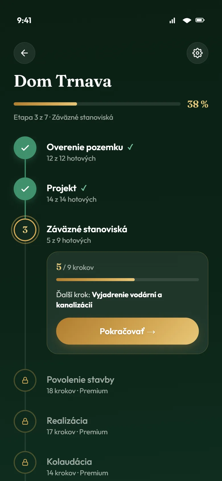 Časová os stavebných etáp
